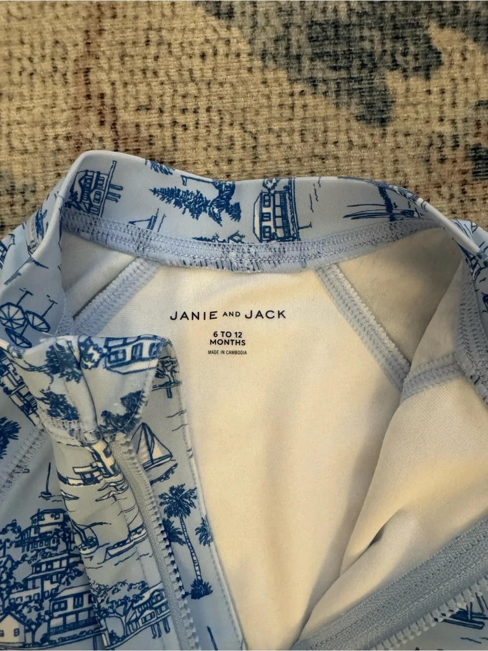 Janie and Jack Baby Island Toile Rash Guard Swimsuit